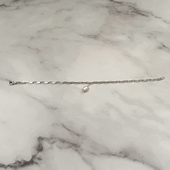 Pearl charm paper clip anklet - Picture 4 of 4
